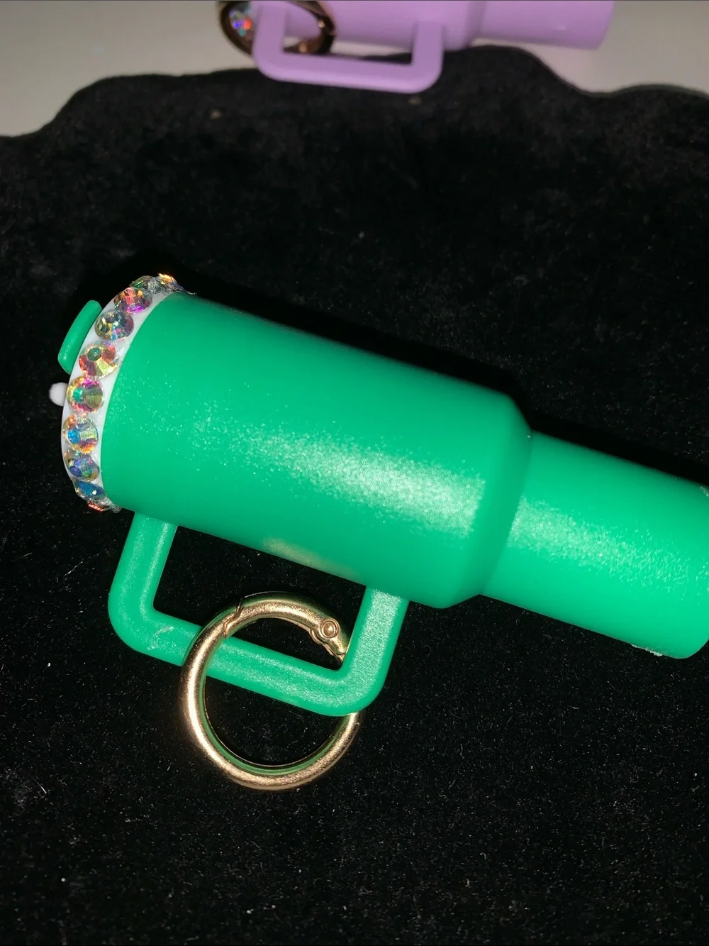 Mini Stanley purse/bag charm Keychain with crystal Accent